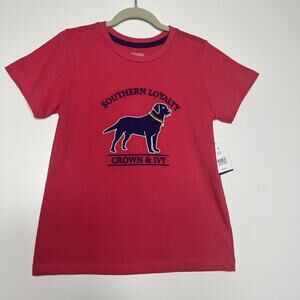 Crown & Ivy Kids Boys Southern Loyalty Dog Patch T-shirt Size 6